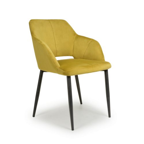 2x Yero Brushed Velvet Lime Gold Dining Chair.