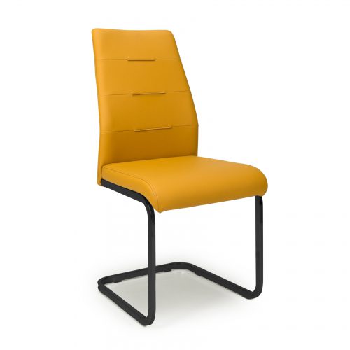 4x Tordoba Leather Effect Yellow Dining Chair.