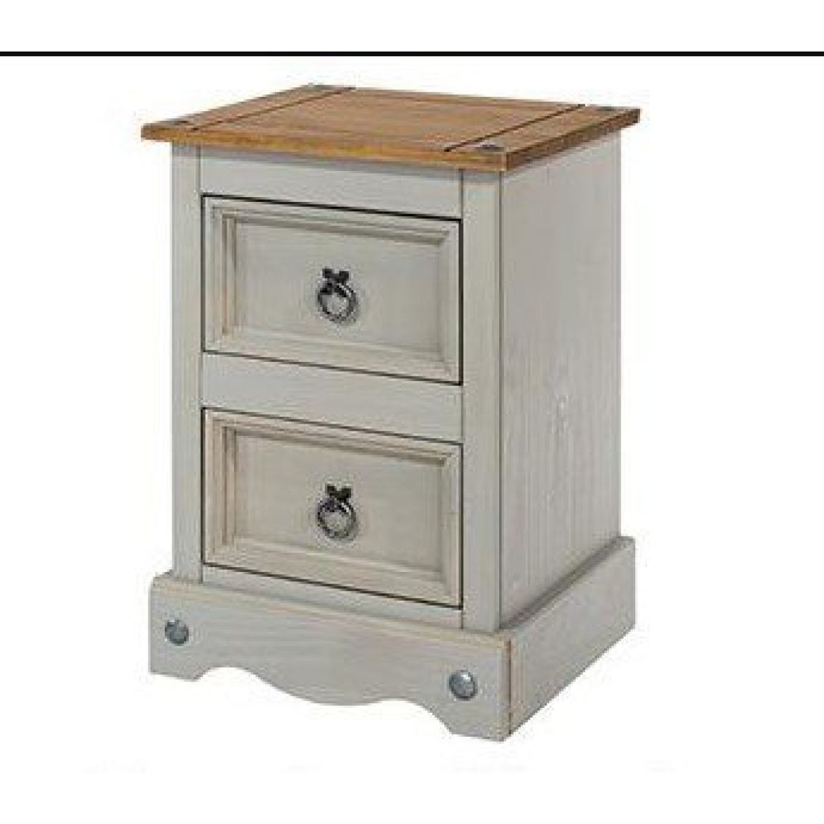 Coson Grey Pine 2 Door Small Bedside Cabinet