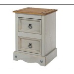 Coson Grey Pine 2 Door Small Bedside Cabinet