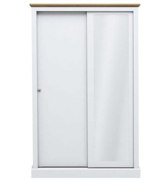 Kent 2 Door Sliding Wardrobe White With Mirror