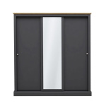 Kent 3 Door Sliding Wardrobe Charcoal With Mirror