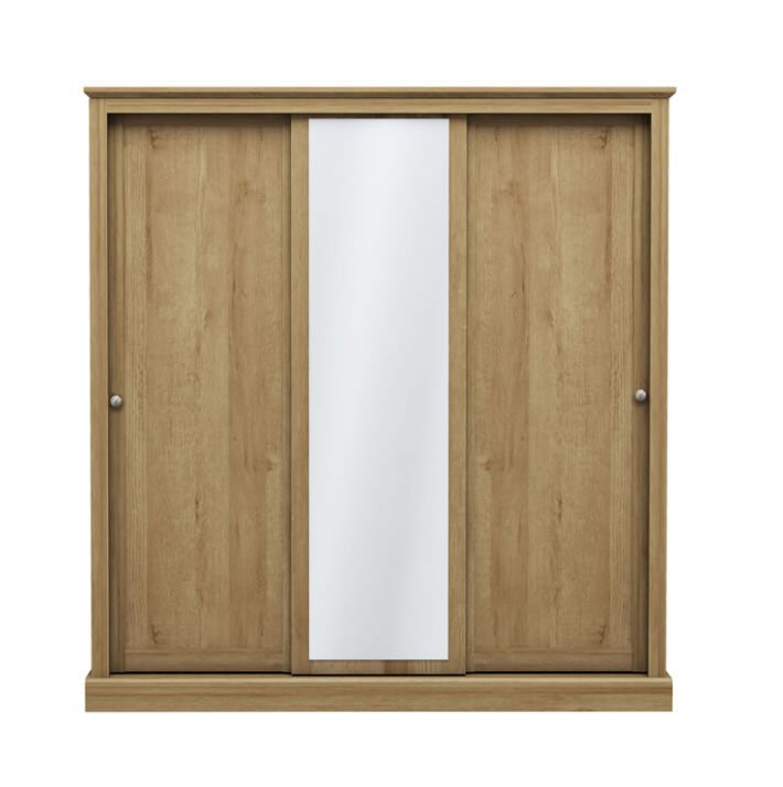 Kent 3 Door Sliding Wardrobe Oak with Mirror