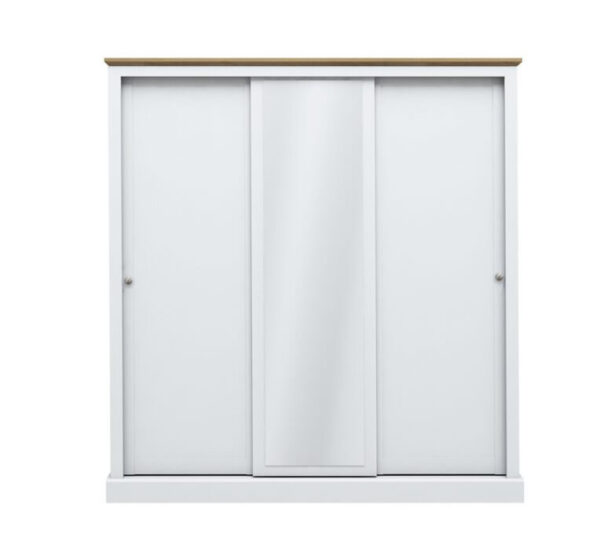 Kent 3 Door Sliding Wardrobe White with Mirror