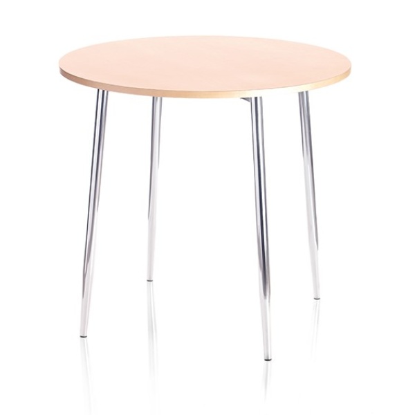 Kadi Round Beech 4 Leg Table Beech Table Top Chrome Legs