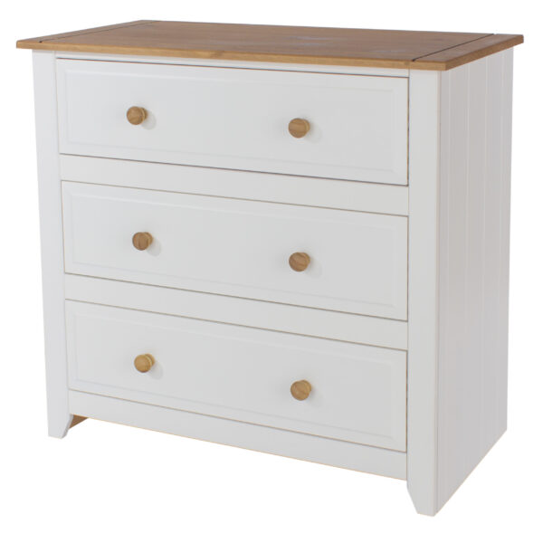 Shelton Pine And White 3 Drawer Wide Chest