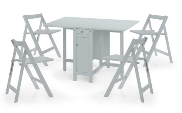 White folding table and chairs online set