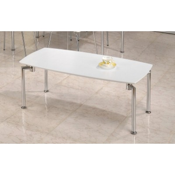 Lila White Coffee Table Rectangular Top Chrome Legs