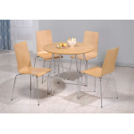 Lingham Wood Round Table 4 Chairs Beech Chrome