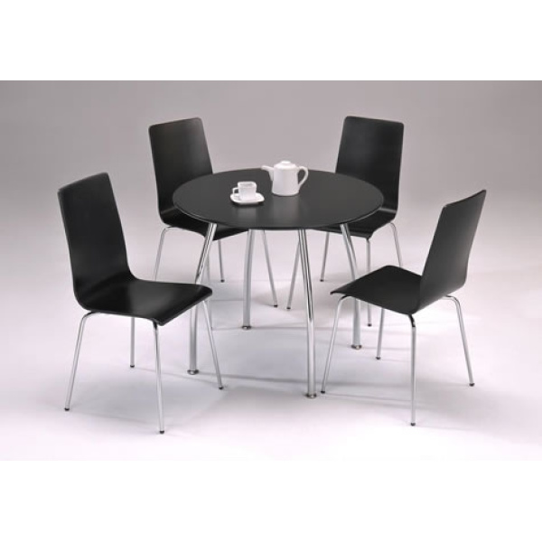 Lingham Large Black Round Chrome Set 90cm Table Top