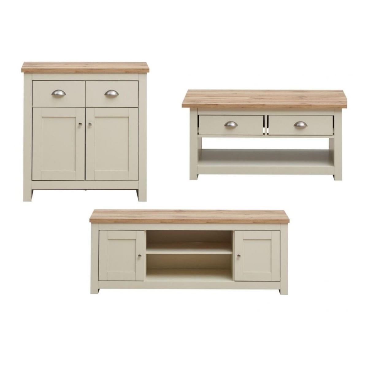 Cisnon Cream 3 Piece Set (TV Unit 2 Doors 1 Shelf