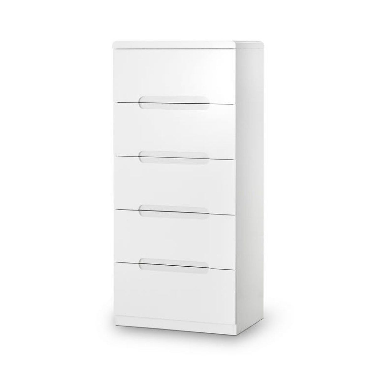 Grant White High Gloss 5 Drawer Narrow Chest