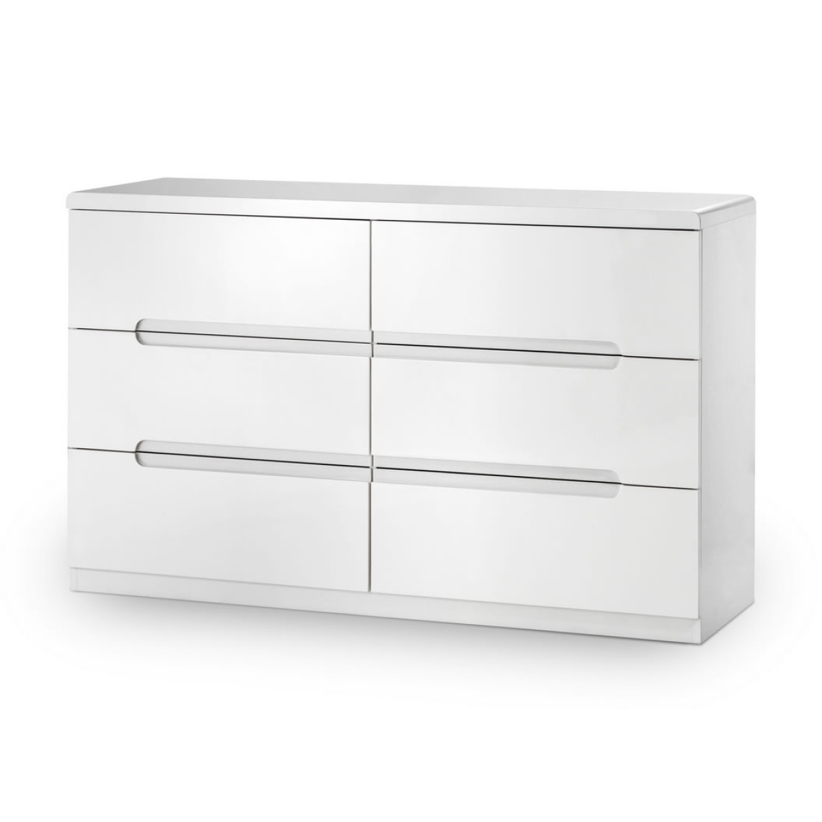 Grant White High Gloss 6 Drawer Wide Chest