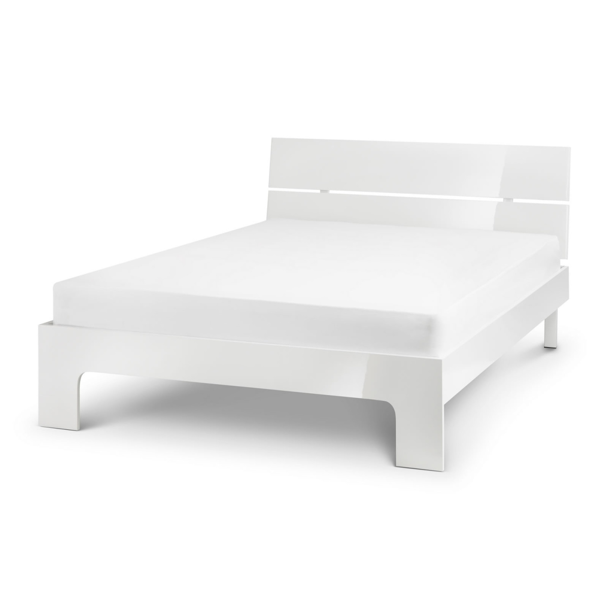 Grant White High Gloss Double Bed Sprung Base 2 Size Option