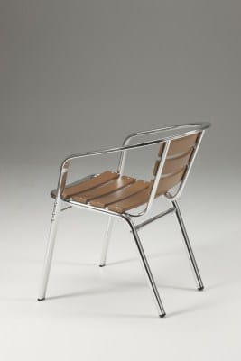 Party Stackable Aluminium Non Wood Chair - Indoor/Outdoor - Teak Effect