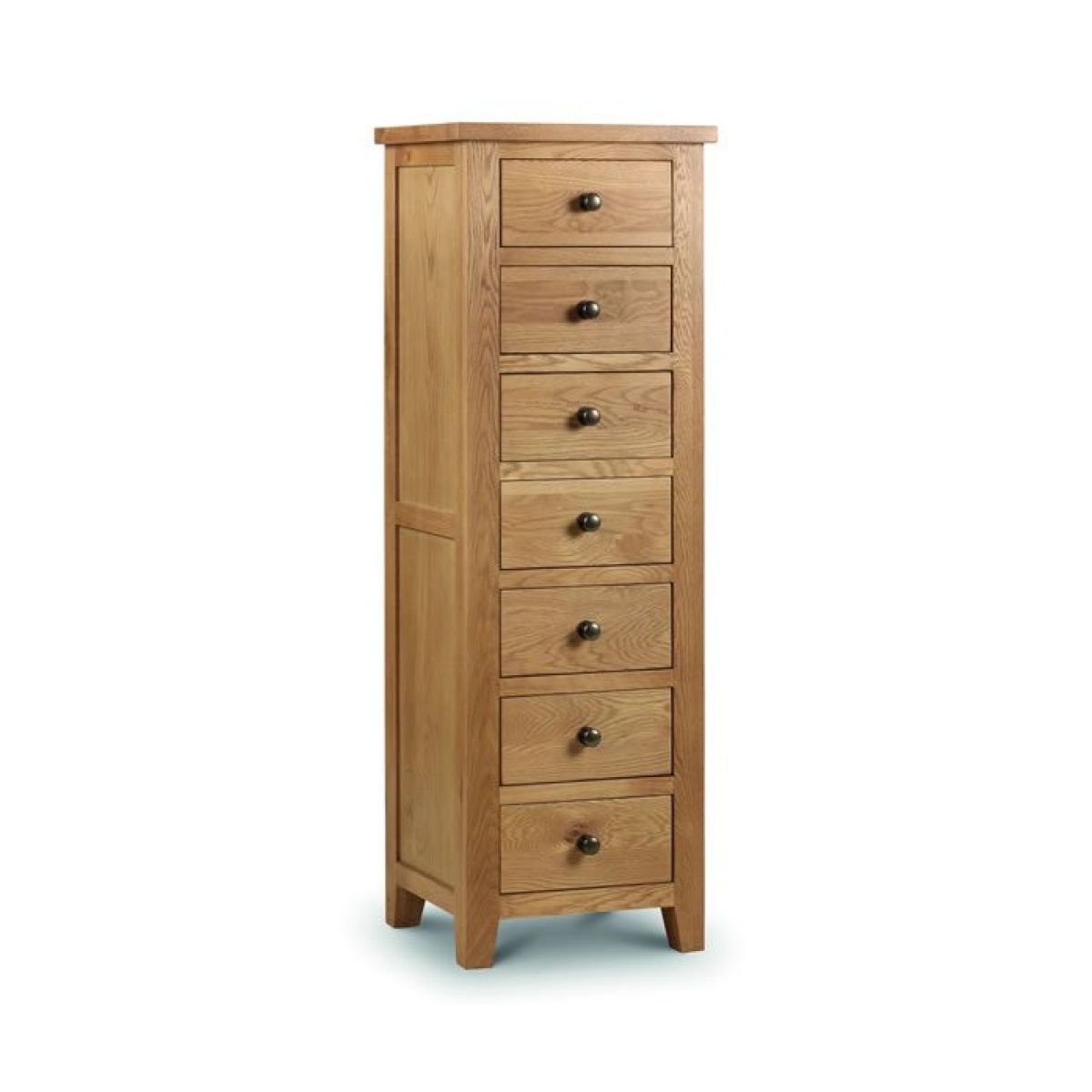 Rachel Narrow 7 Drawer Chest Solid Oak Veneers -