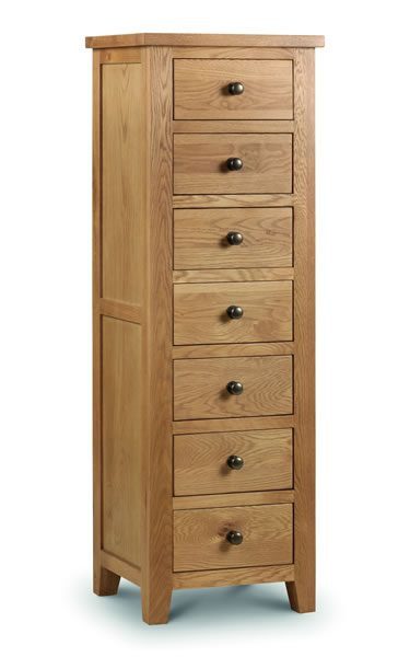 Rachel Narrow 7 Drawer Chest Solid Oak Veneers -