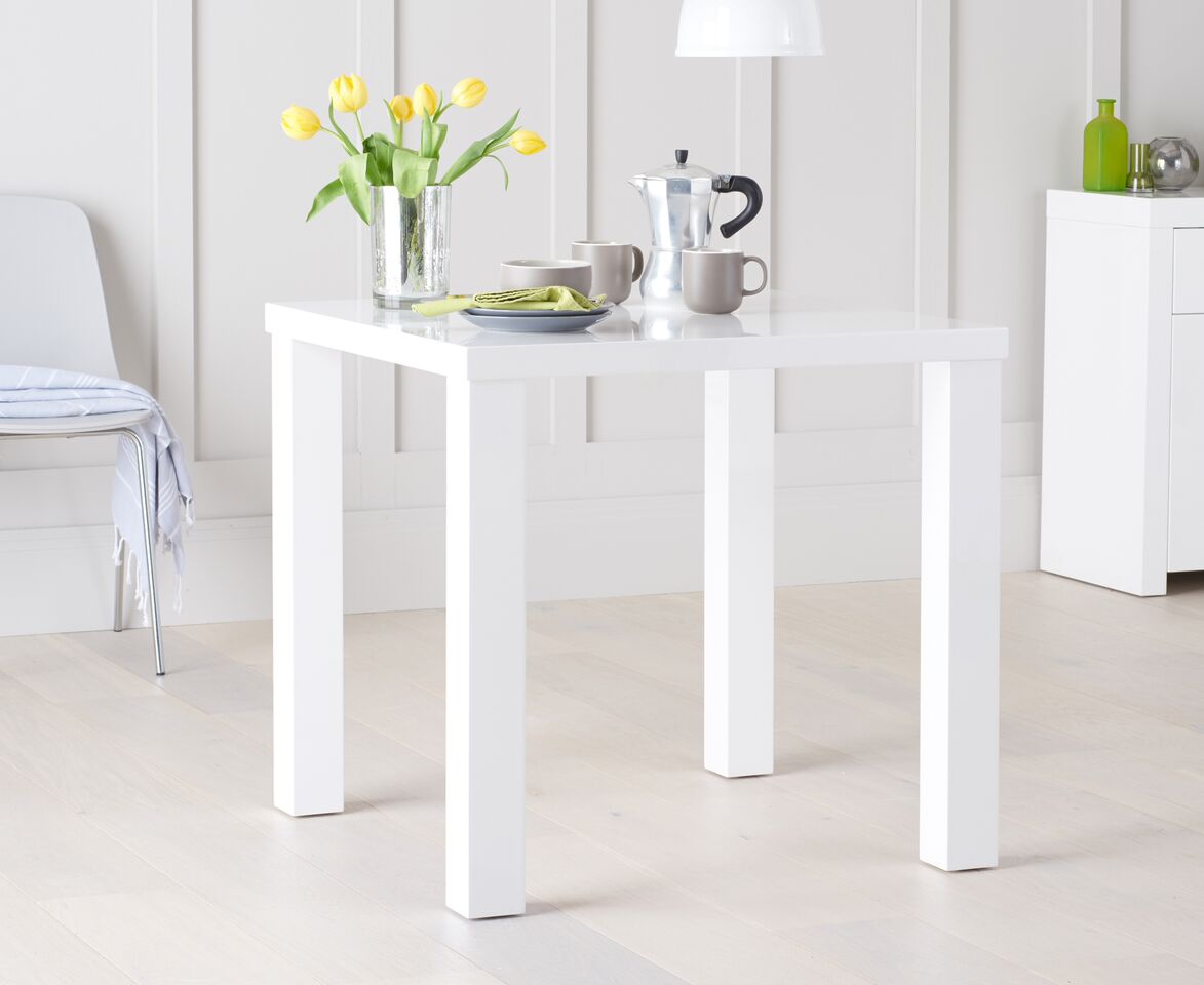 Para Small White High Gloss Square Table - Space Saver