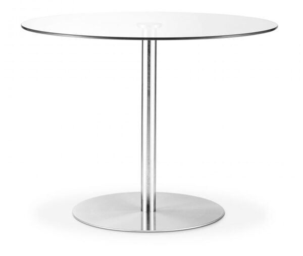 Gillian Round Glass Brushed Steel Pedestal Table