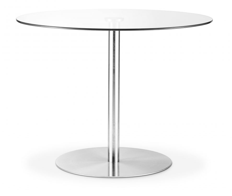 Gillian Round Glass Brushed Steel Pedestal Table