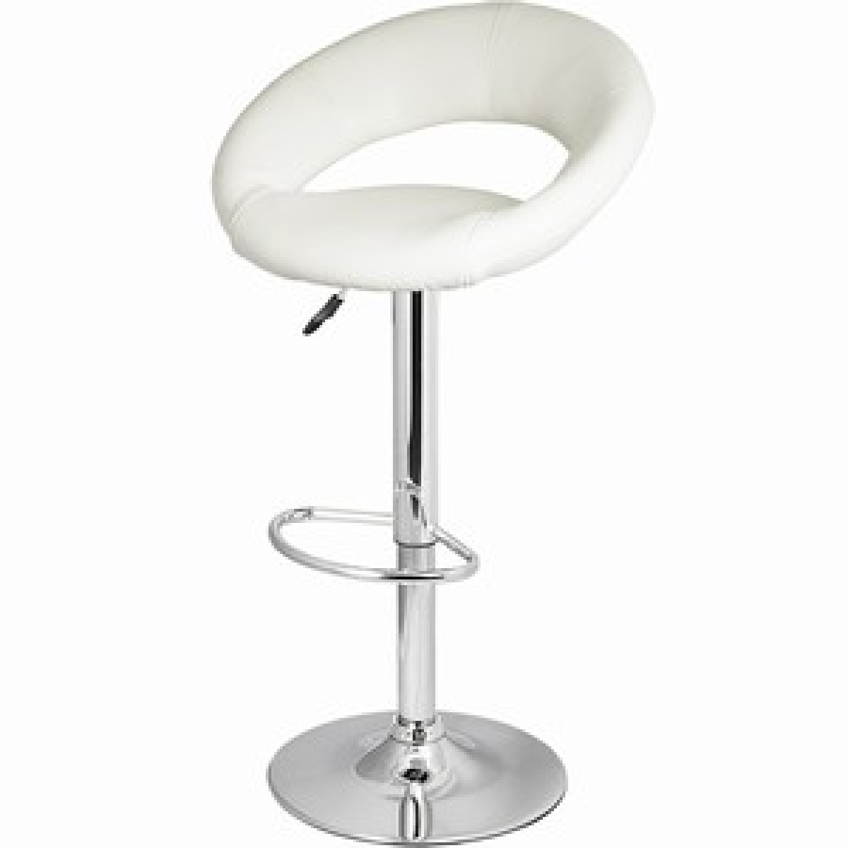 Saturn White Bar Stool Moon Faux Leather Height Adjustable.