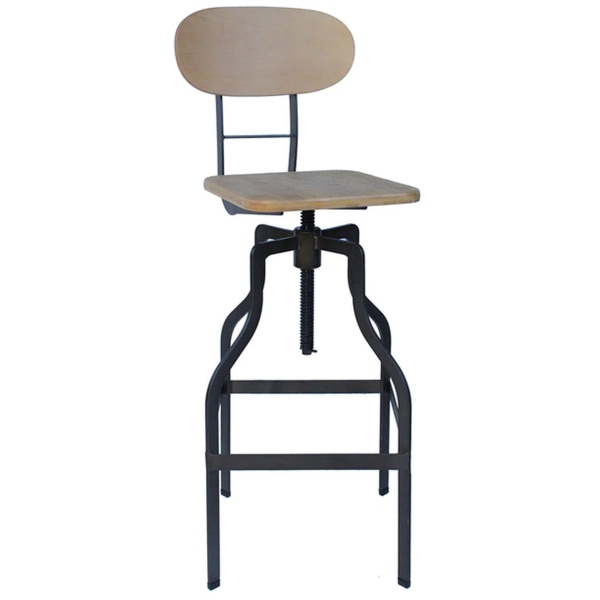 Zapopi Industrial Adjustable Bar Stool -