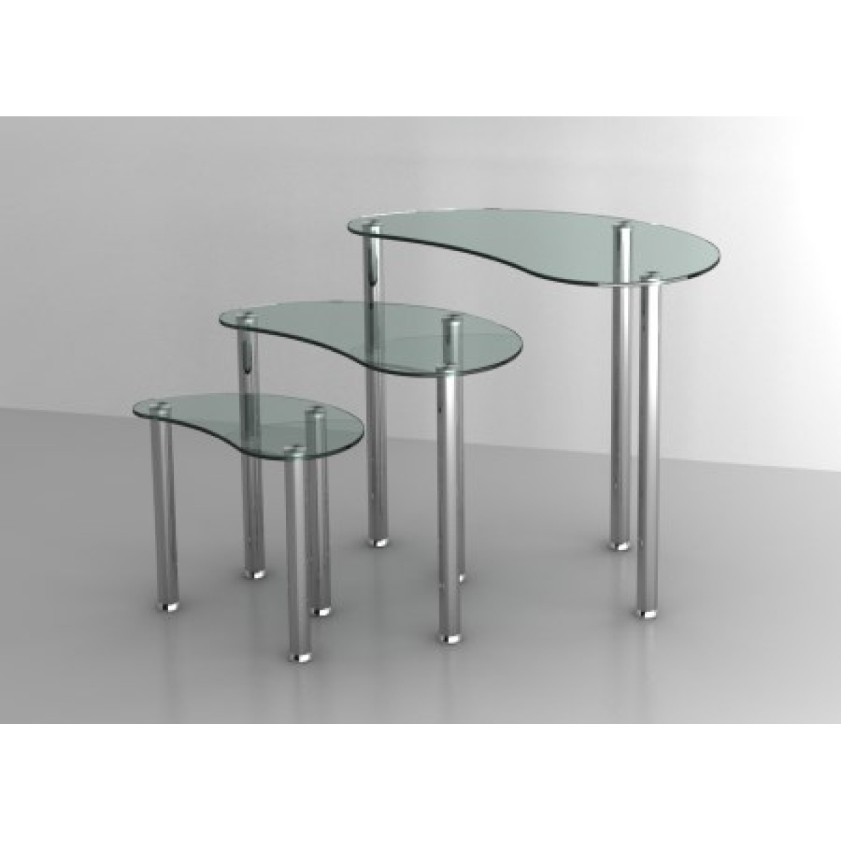 Shirley Clear Glass Nest Of Three Tables Glass Stainless Steel Frame