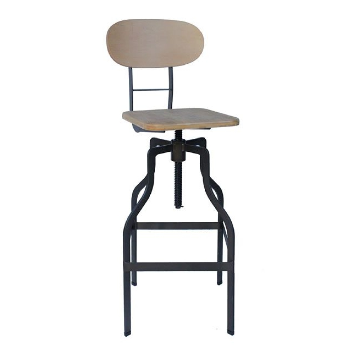 Epic Bar Stool Industrial Stool Wood Height Adjustable