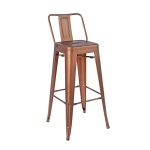 Lyone High Breakfast Bar Stool With Back Vintage Copper