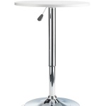 Pedestal Table Height Adjustable White Wood Top Poseur Bar Table