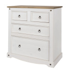 Carala Pine White 2+2 Drawer Chest White Painted Bedroom Chest.