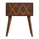 Yelnick Geometric Brass Inlay 2 Drawer Bedside