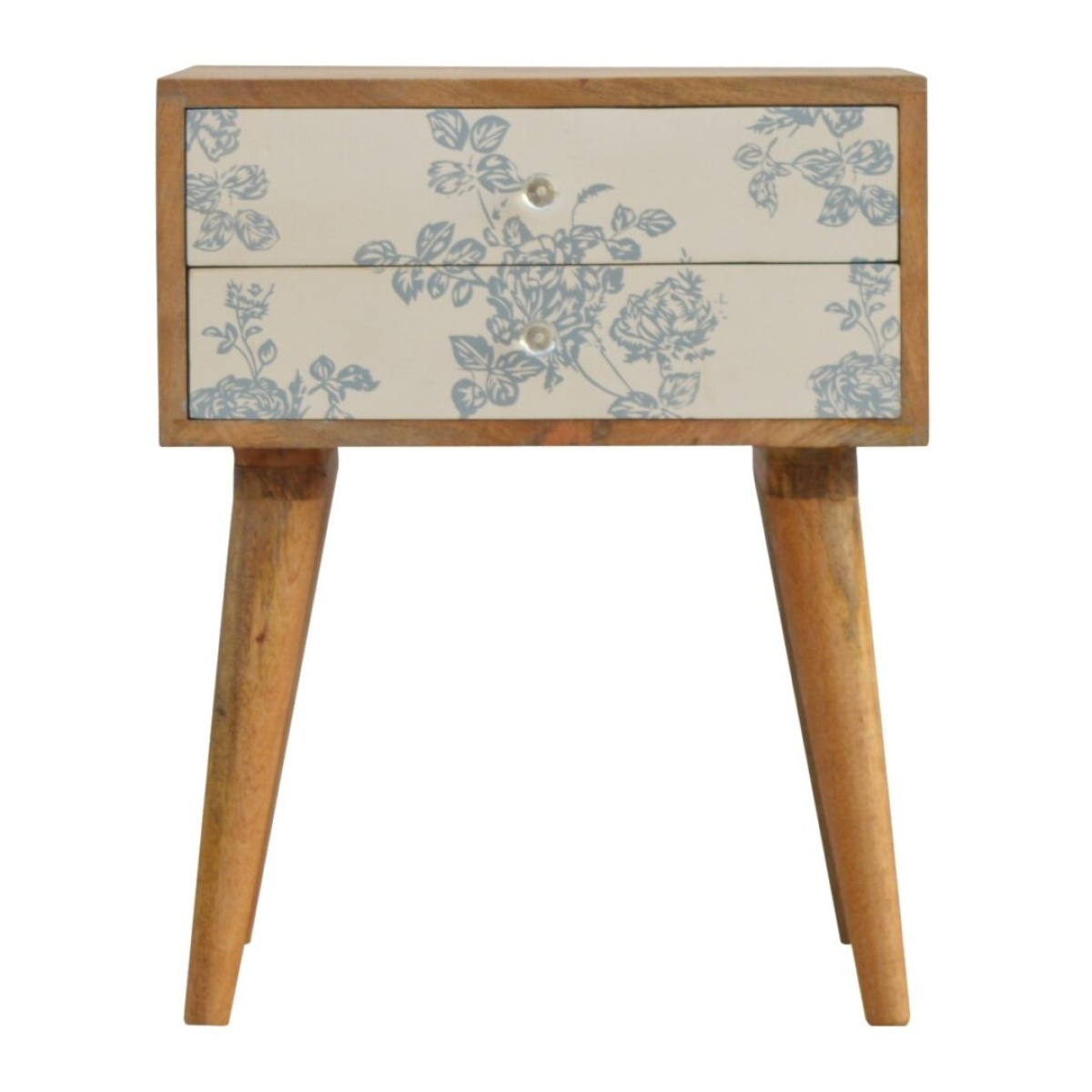 Gumnick Blue Floral Screen Printed Bedside