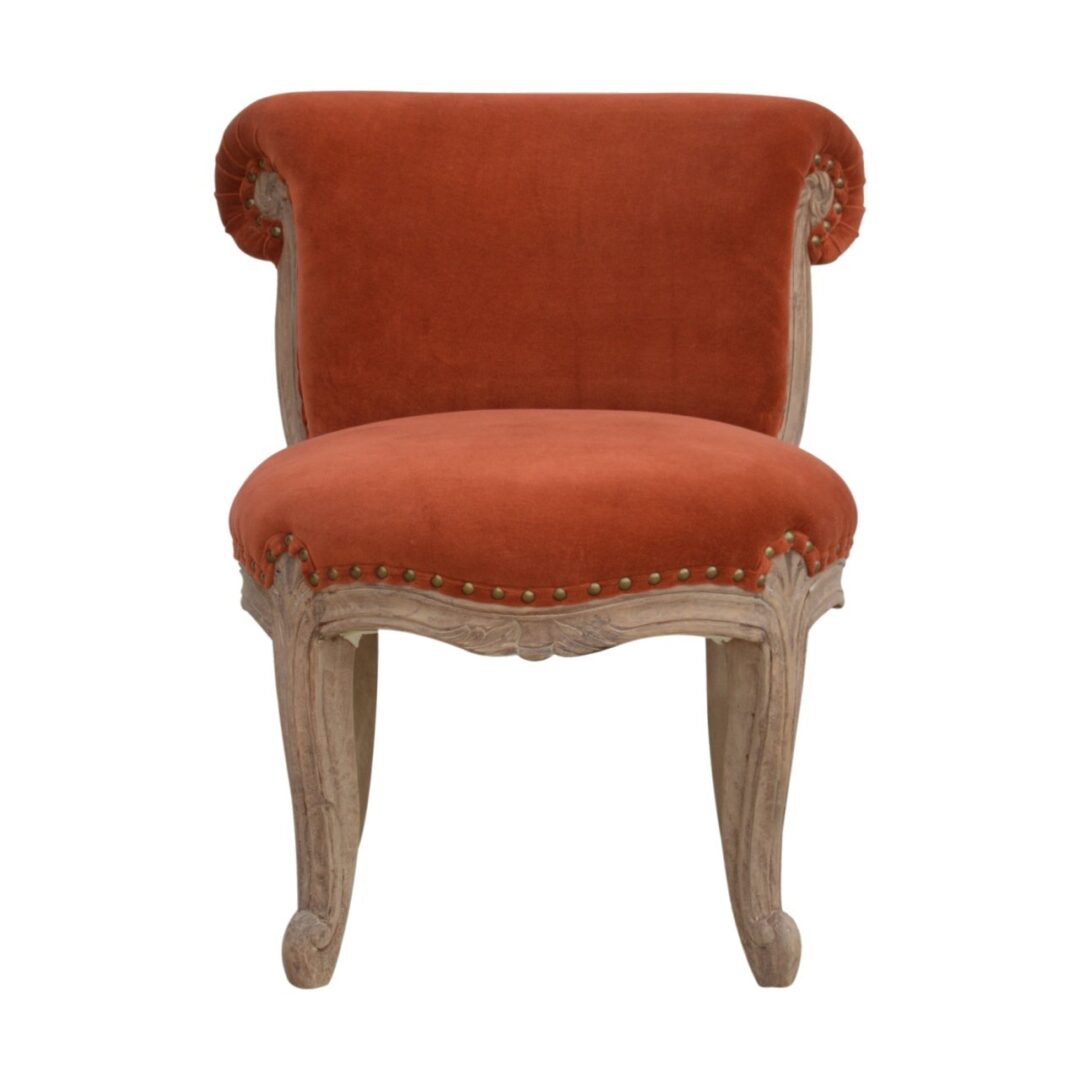 Tepna Brick Red Velvet Studded Chair