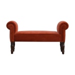 Pinte Brick Red Velvet Bench