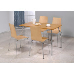 Lingham Wood Set Rectangular Beech Chrome Table 4 Chairs