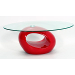 Genevey Mink Grey Glass Gloss Contemporary Coffee Table - Red