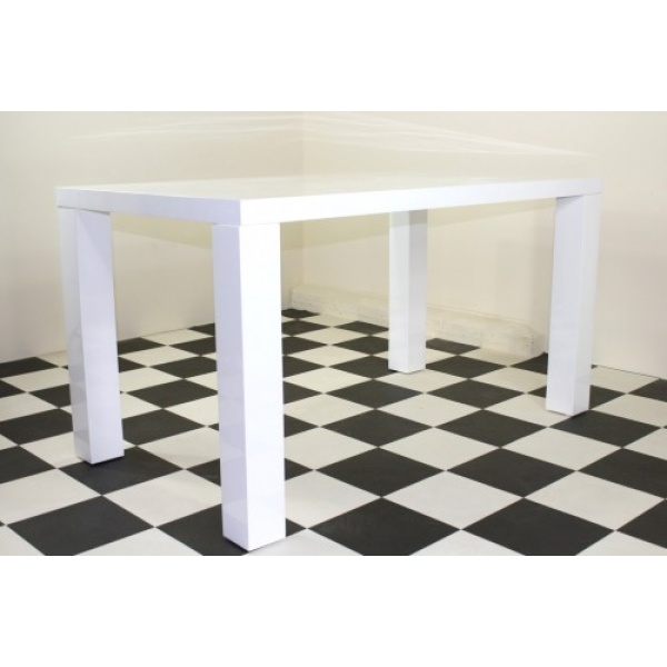 Sheraton Large Table White High Gloss Rectangular Table Chunky Legs