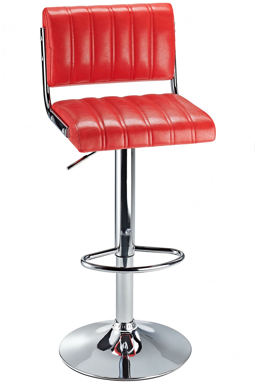 Harlsom Bar Stool Adjustable Height Soft Rest Various Colours - Red.