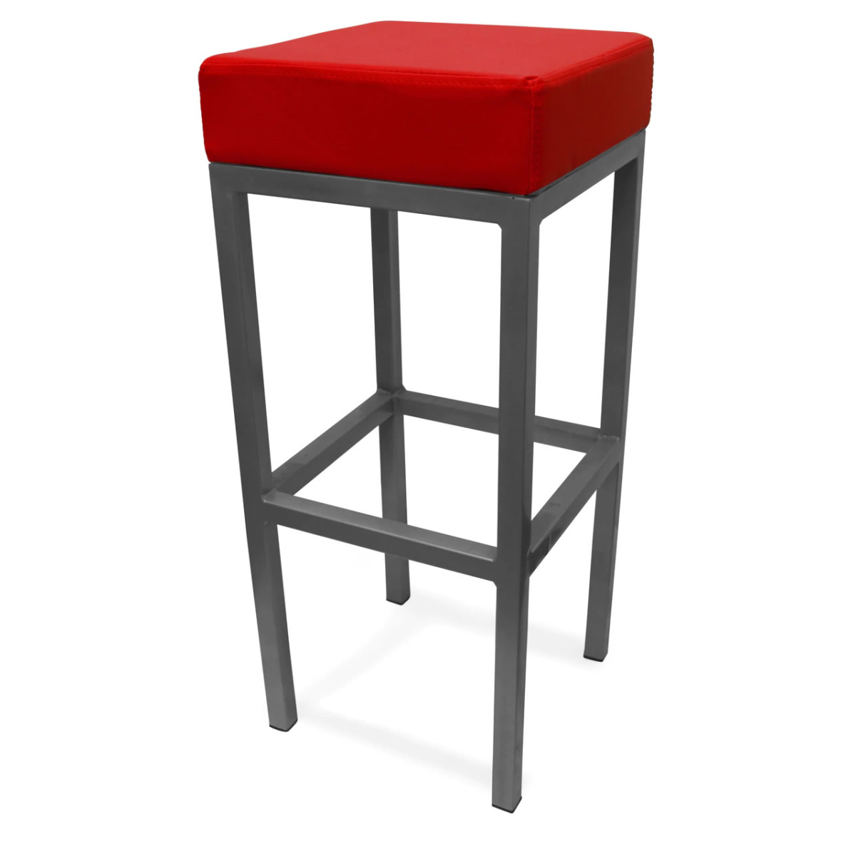 Cara Brushed Square Stool Fixed Height Frame 3 Colours - Red