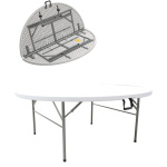 Restine Large Round Centre Fold Round Plastic Folding Table - 6Ft