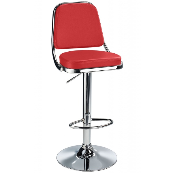 Romano Bar Stool Red Rest Height Adjustable