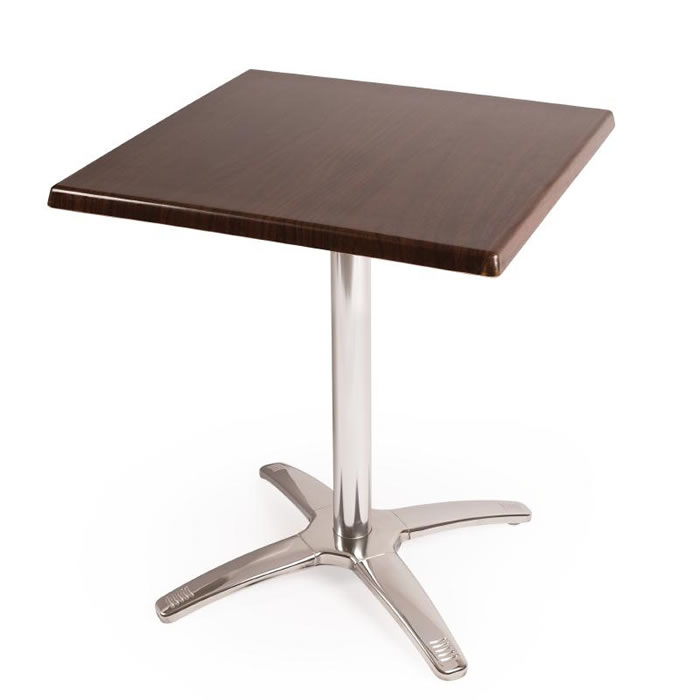 Pinko Square Dark Brown Outdoor Table Top Base Chrome Frame