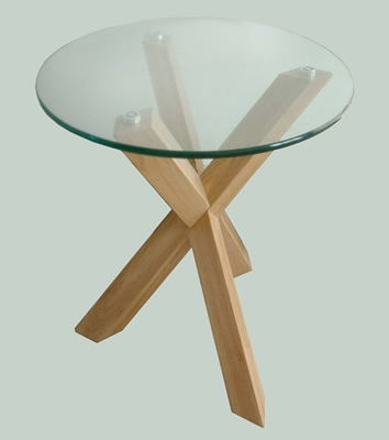 Troil Oak Legs Clear Glass Lamp Table