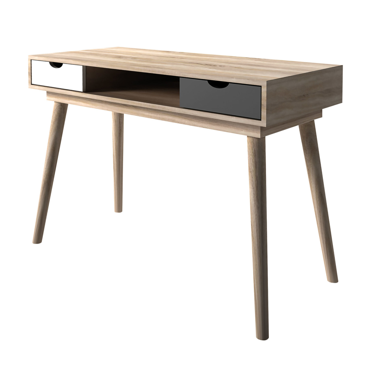 Secily Desk Oak Grey White Drawers