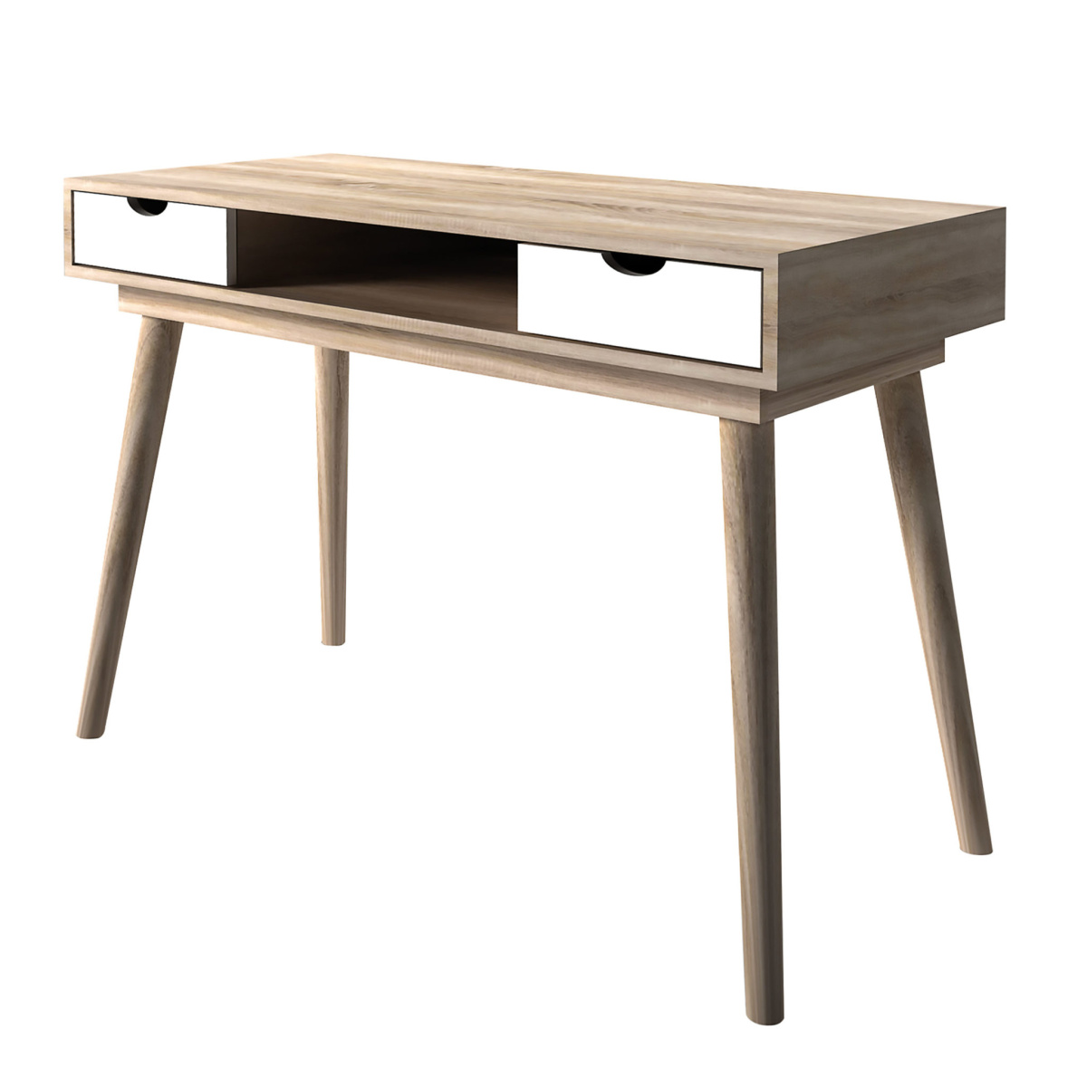 Secily Desk Oak White Drawers