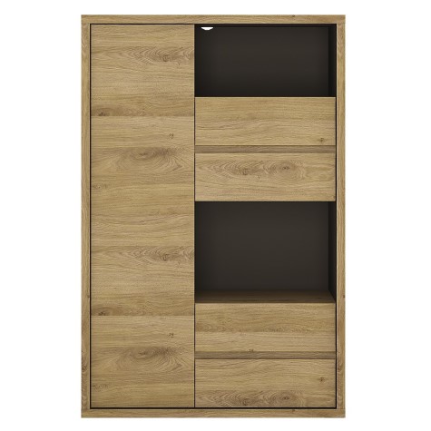 Tiamaria Wood Display Cabinet - 1 Door 4 Drawer