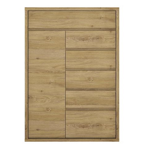 Tiamaria Oak Glazed Wood Storage Cupboard - 1 Door 6 Drawer