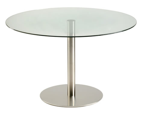 Oslone Round Glass Small/Large Table Stainless Steel Frame - 90 Cm