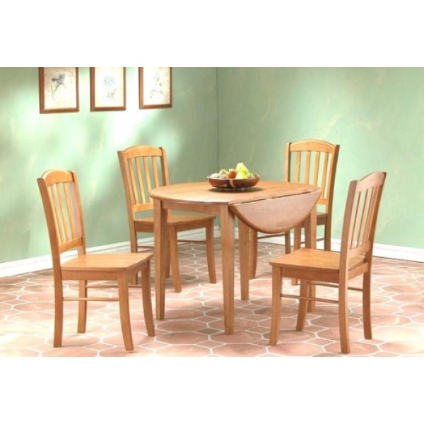 Wood Round Extending Table 4 Chairs - Mahogany